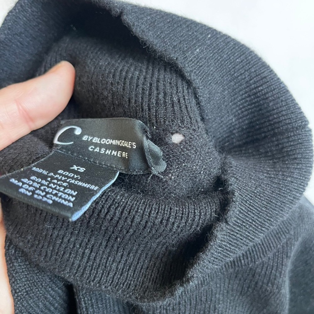 C by Bloomingdale's‎ Cashmere 100% Cashmere Layered Look Sweater Black size XS - Picture 11 of 13